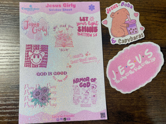 Jesus Girly Stickers and Sticker Sheet