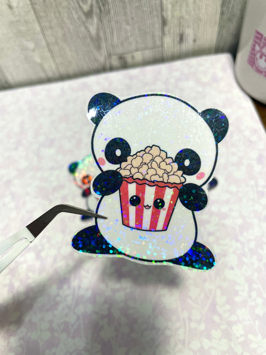 Panda Eating Popcorn Sticker National Popcorn Day sticker